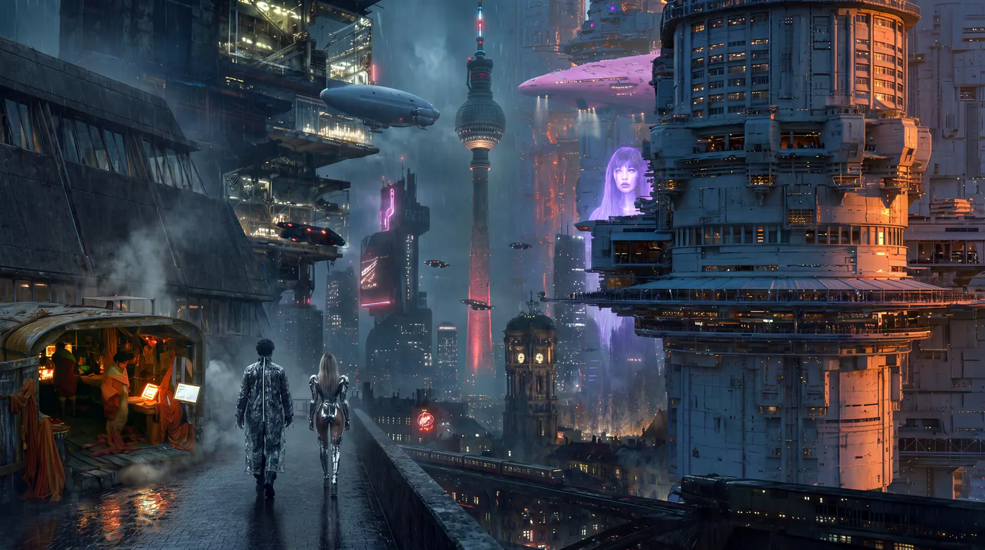 Berlin 2063 vertical city and historic structures